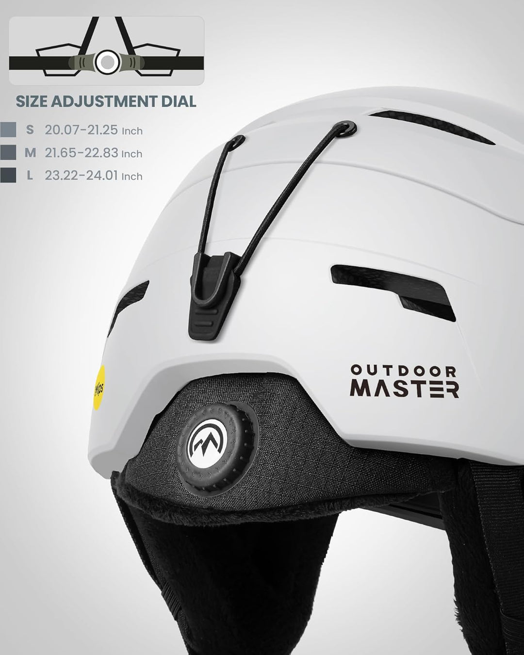 OutdoorMaster ELK MIPS Skihelm - Schneesporthelm Snowboardhelm für Männer Frauen & Jugend Perlweiss