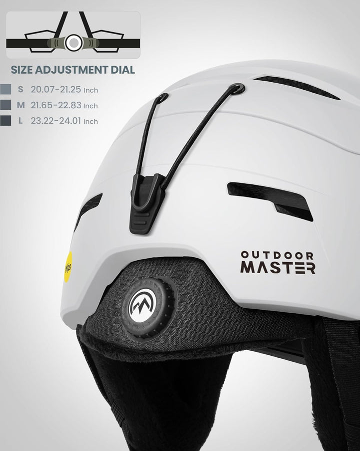 OutdoorMaster ELK MIPS Skihelm - Schneesporthelm Snowboardhelm für Männer Frauen & Jugend Perlweiss