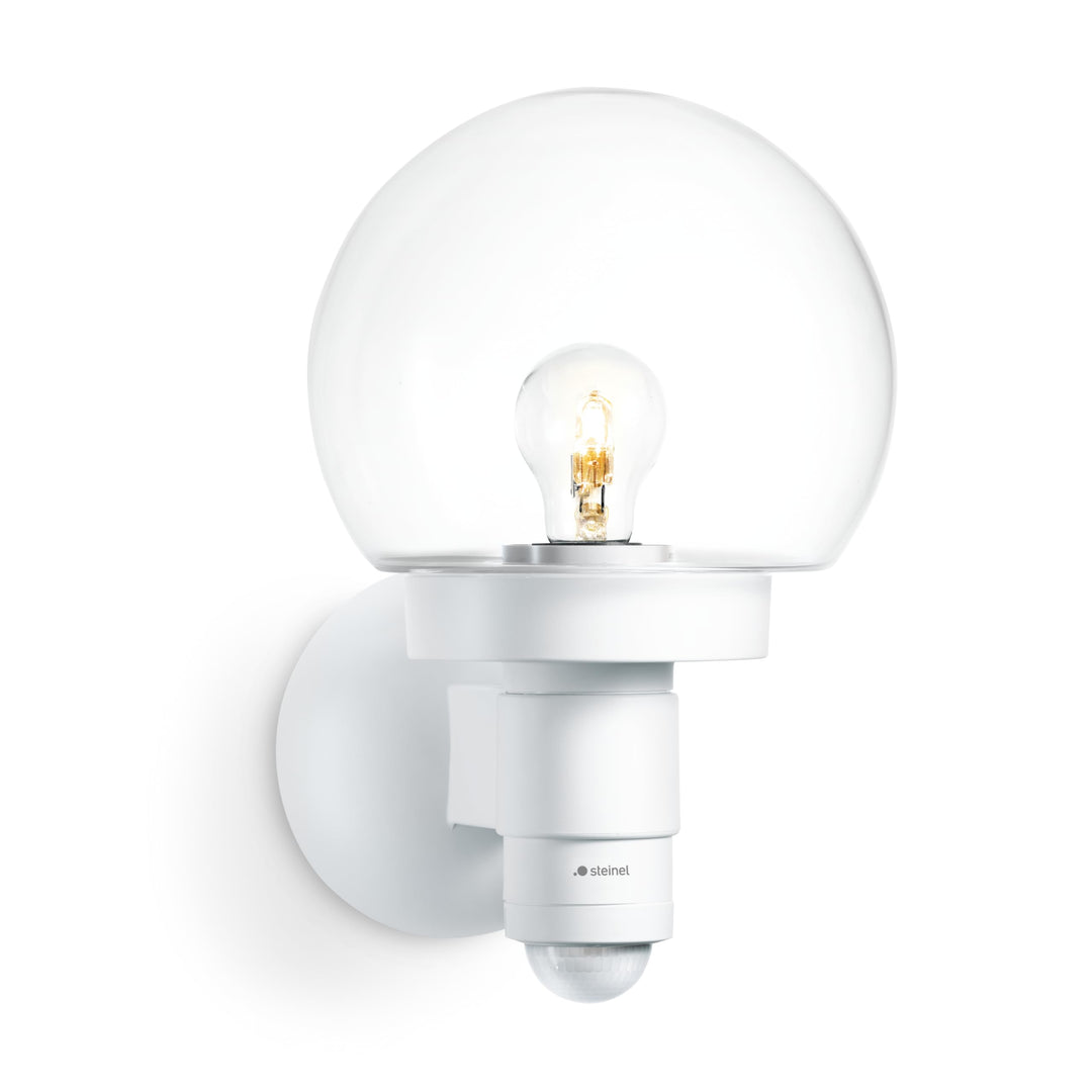 Steinel Sensor-Aussenleuchte L 115 S weiss, 240° Bewegungsmelder, 12 m Reichweite, Grundlicht, Dauer