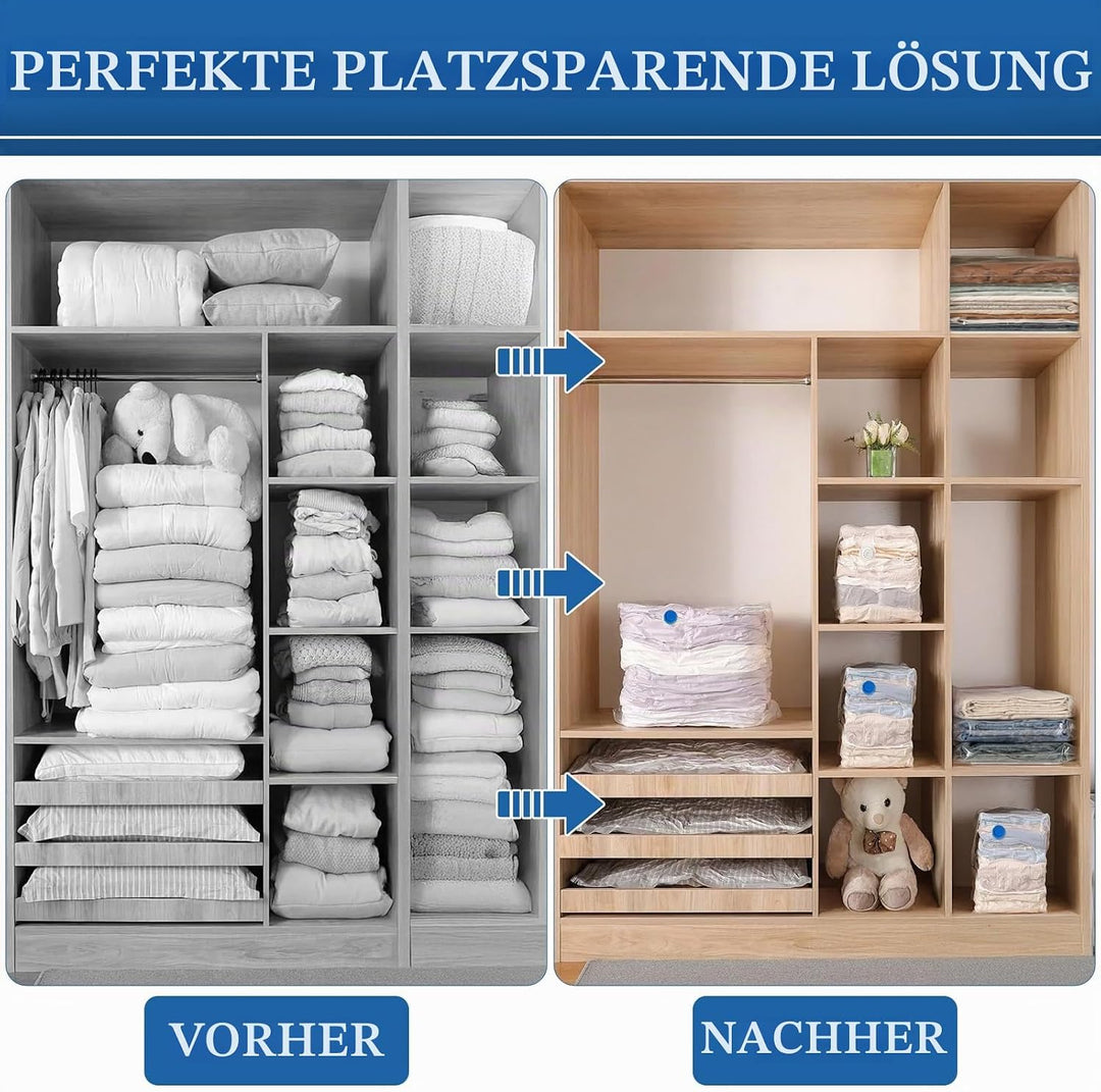 Vakuumbeutel für Kleidung mit Elektrischer Luftpumpe, 12 Stück Vakuumbeutel für Bettdecken, 3 Jumbo,