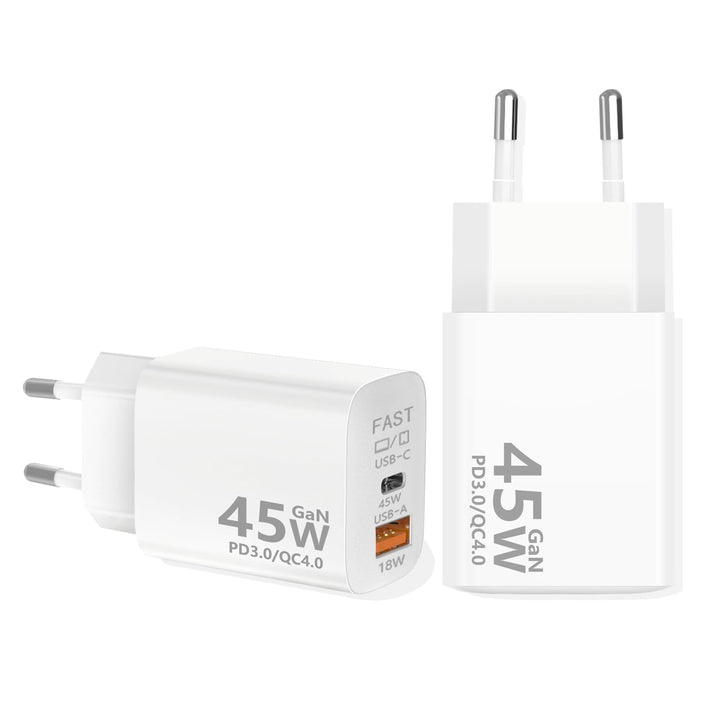 PYRODUM USB C Ladegerät 45W 2Er Pack, 2 Port Netzteil USB, PD 3.0 Schnellladegerät, Mehrfach Stecker