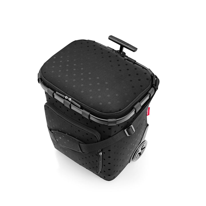 reisenthel carrycruiser Plus in Glossy dots Black – Tragbarer Einkaufstrolley mit Kühlfach, Schulter