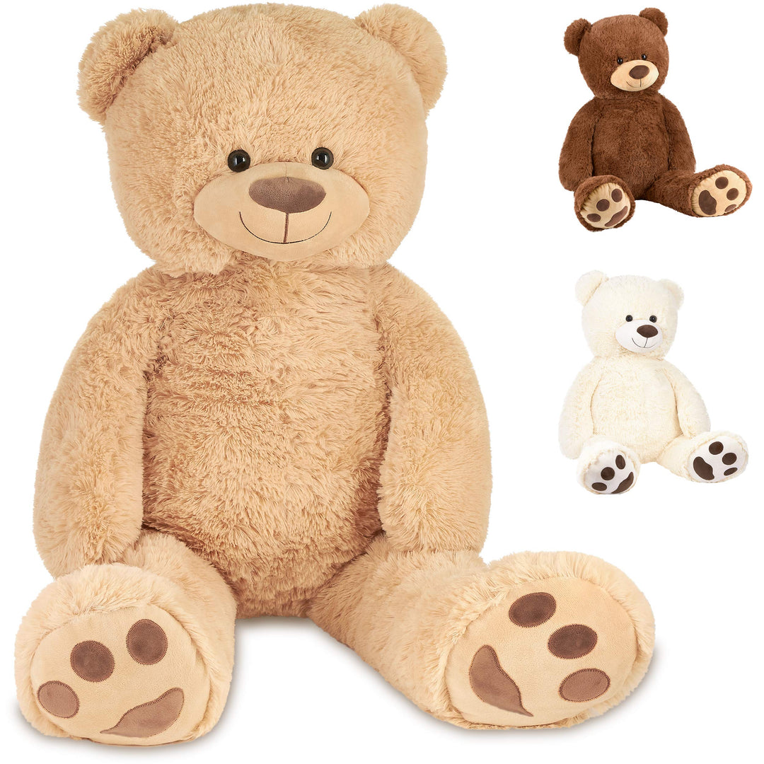 BRUBAKER XXL Teddybär 100 cm gross - Beige - Stofftier Plüschtier Kuscheltier, Beige