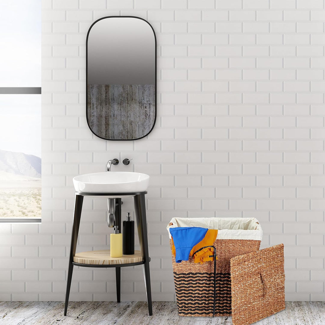 Relaxdays Wäschekorb mit Deckel, aus Seegras, Baumwoll-Wäschesack 87L, HxBxT: 50x50x40 cm, Wäschebeh