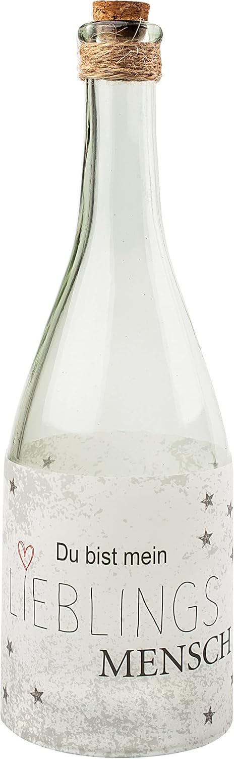 2 Stück Glas - Lichterflaschen Motiv wählbar LED Lichter Lieblingsmensch & Herzen - Liebe inkl. Name