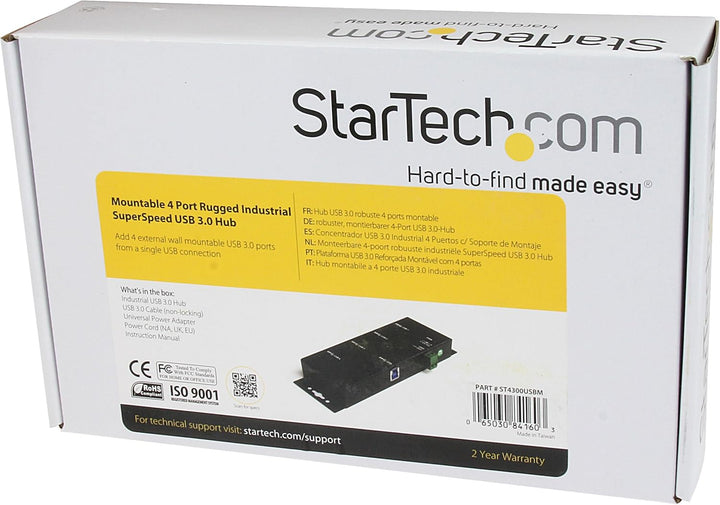 StarTech.com 4 Port USB 3.0 Hub - Industrieller USB-A Hub aus Metall mit ESD und Überspannungsschutz