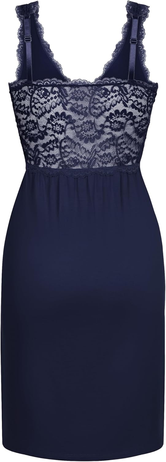 Hunkemöller Damen Slipdress Nora Lace Schwarz XXS XS Maritime Blue, XS Maritime Blue