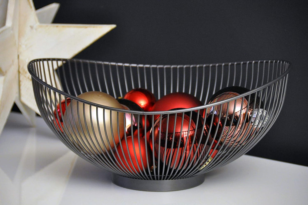 CALUTEA Moderne Obstschale // Metall // Stahlgrau - Schwarz // dekorativer Designer