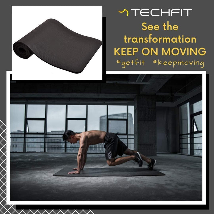 TechFit Yogamatte Rutschfest für das Fitnessstudio zu Hause - Pilates Matte für das Heimtraining, Yo