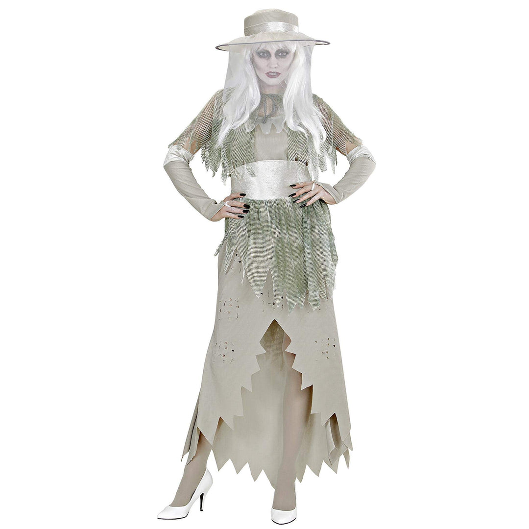 Widmann 98981 - Erwachsenenkostüm Geister Lady, Kleid mit Hut, Umhang, Gürtel und Handschuhe, S