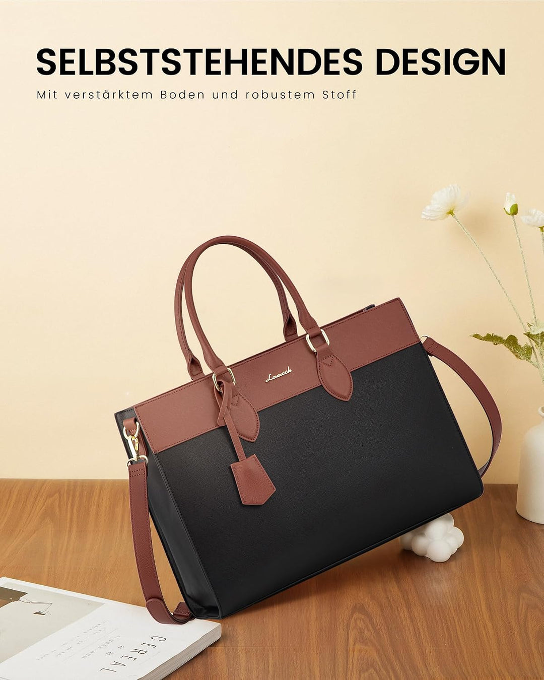 LOVEVOOK Laptop Handtasche Damen, 15,6 Zoll Shopper Tasche Schultertasche Laptoptasche Gross Aktenta