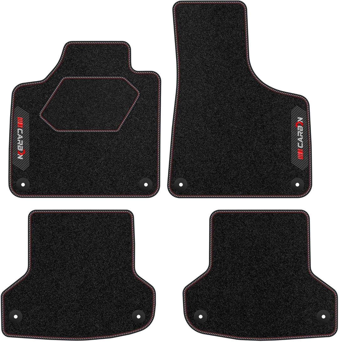 M MOTOS Personalisierte Velours-Fussmatten Carbon Series für Audi A3 8P 2003-2013 - Premium, Carbon,