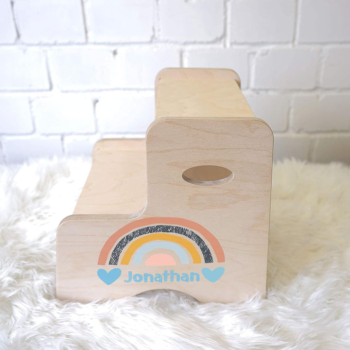 Holzura Tritthocker Kinder, Hocker aus Holz für Bad und Küche, Holzhocker personalisierter Toiletten
