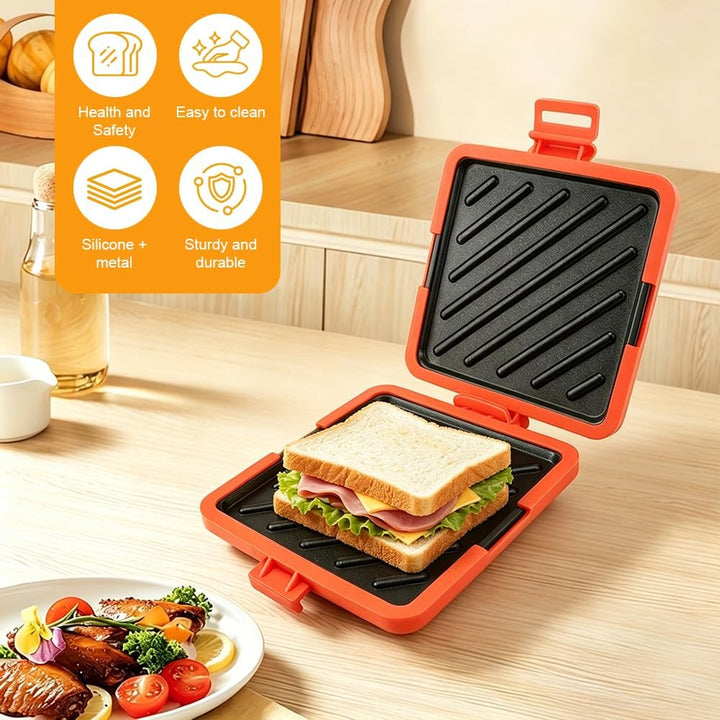 Gohytal Sandwichmaker Silikon, Sandwichtoaster für Mikrowelle, Antihaftbeschichteter Sandwich-Toaste