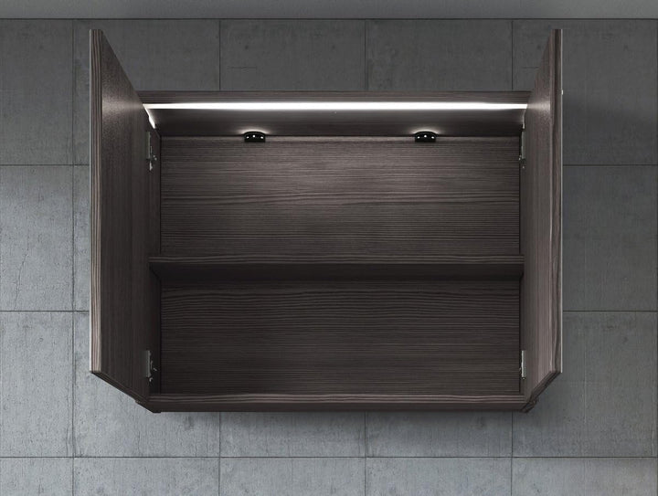 Badplaats B.V. Spiegelschrank Paso 80cm Eiche Grau - Schrank Spiegelschrank Spiegel Badezimmer Badmö