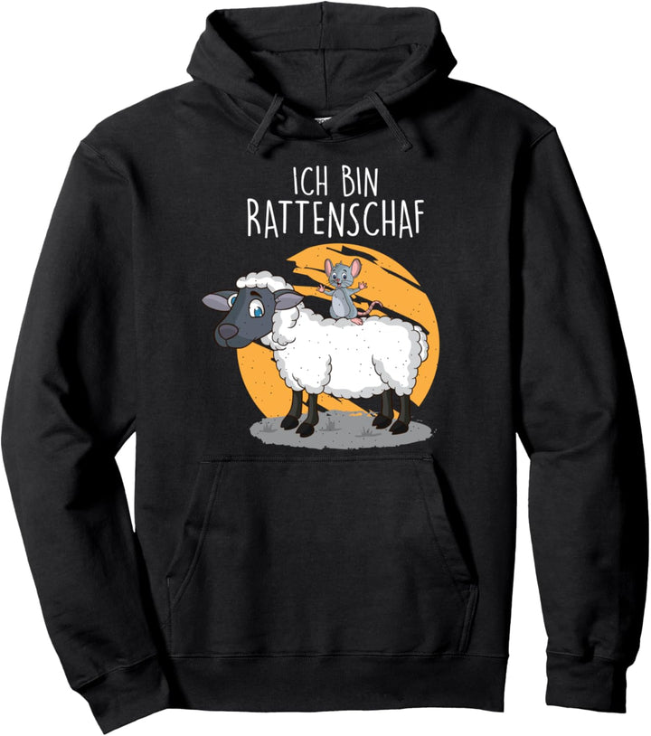Ich bin Rattenschaf Spruch Wortspiel Schafswolle Schäfchen Pullover Hoodie