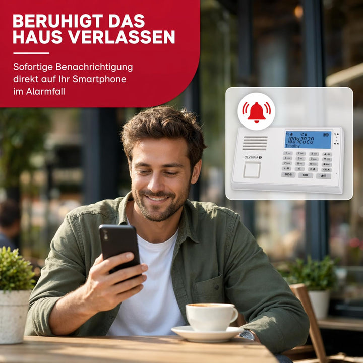Olympia 5961 Protect 9035 Drahtlose GSM Alarmanlage mit Notruf und Freisprechfunktion, AppSteuerung