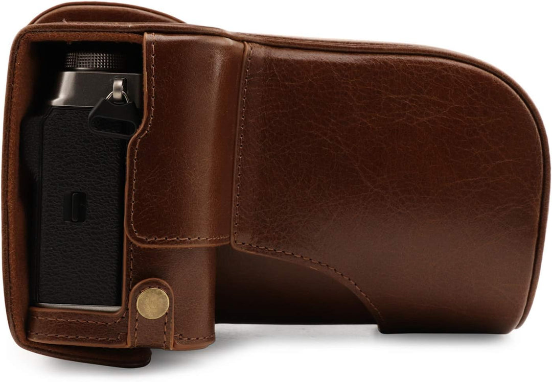 MegaGear Ever Ready MG1922 Kameratasche aus Echtleder, kompatibel mit Fujifilm X-T4 (XF16-80 mm), Br