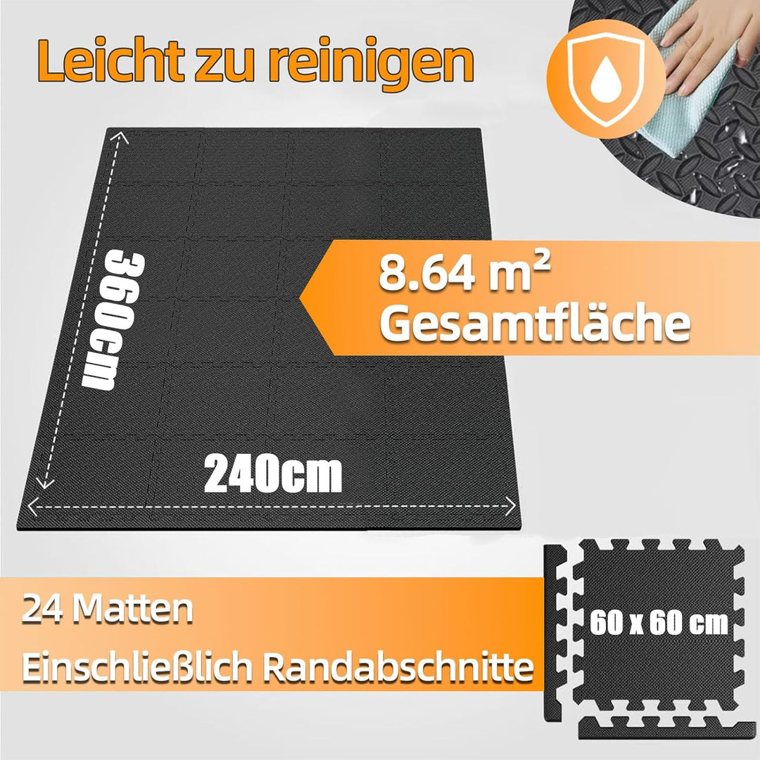 Bodenschutzmatte Puzzlematte 60x60 cm 24/48 Stücke Fitnessmatte Anti-Rutsch Unterlegmatte Trainingsm