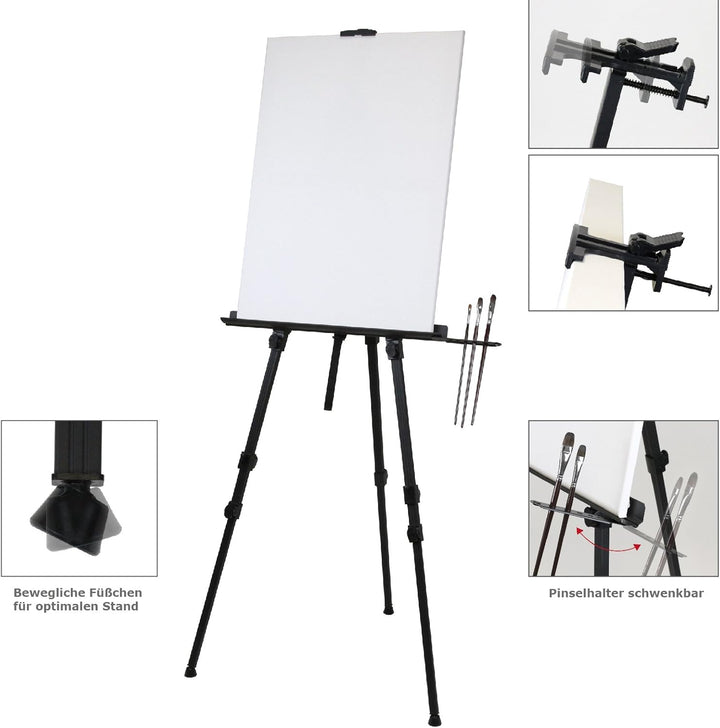 Paintersisters Rio XL Aluminium Staffelei 72-209cm gross, leicht 1,4 kg und faltbar mit Nylonbeutel