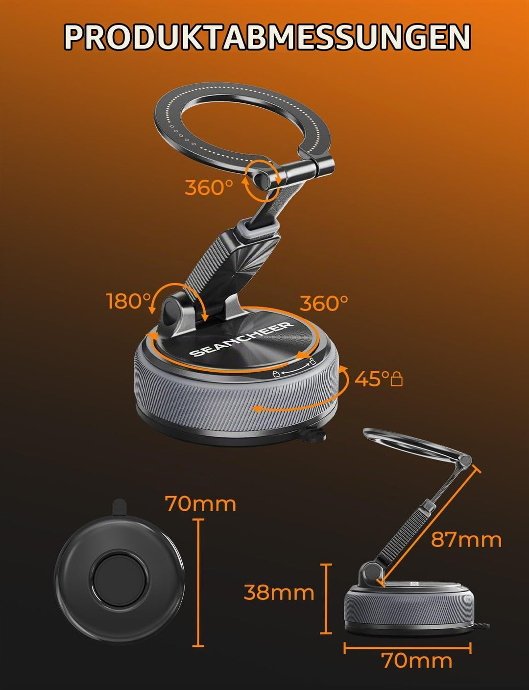 SEANCHEER S-68 Abnehmbare 2-in-1 Handyhalterung Auto für MagSafe