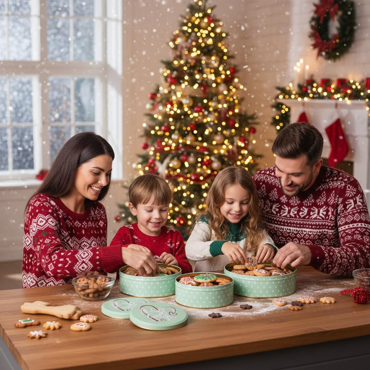 Brandsseller 3er Set Keksdose Hüftgold Weihnachtsdose Plätzchendose Gebäckdose Aufbewahrungsdose Met