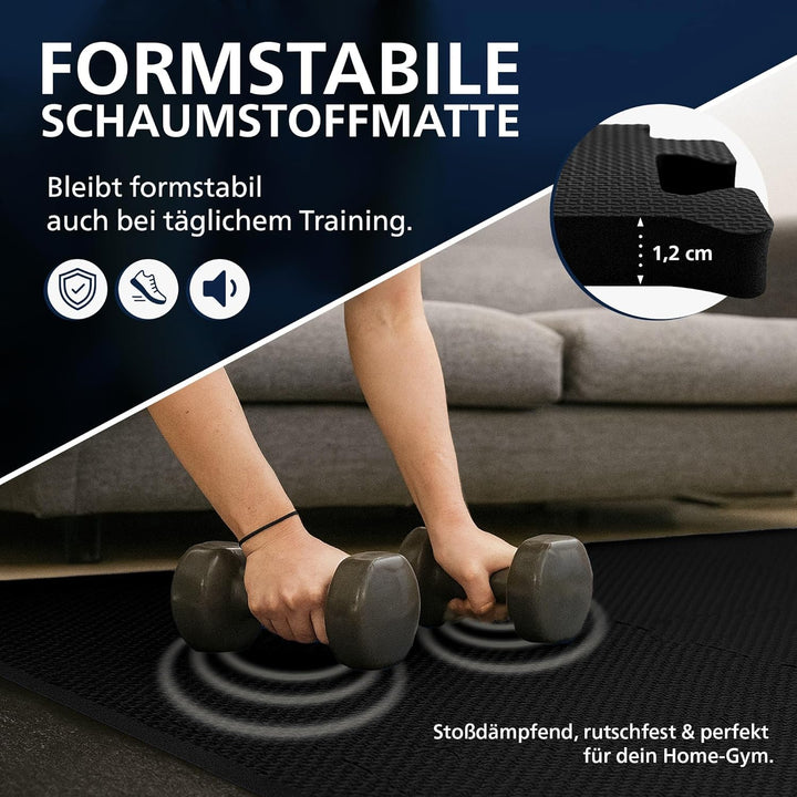 CLP Bodenschutzmatte Fitness 60x60 cm gross extra dick 6er Set Puzzlematte, rutschfeste Schutzmatten