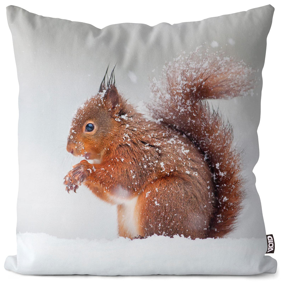 VOID Eichhörnchen Winter Schnee Kissenbezug Kissenhülle Sofakissen Kissen Deko Weihnachten Winter We