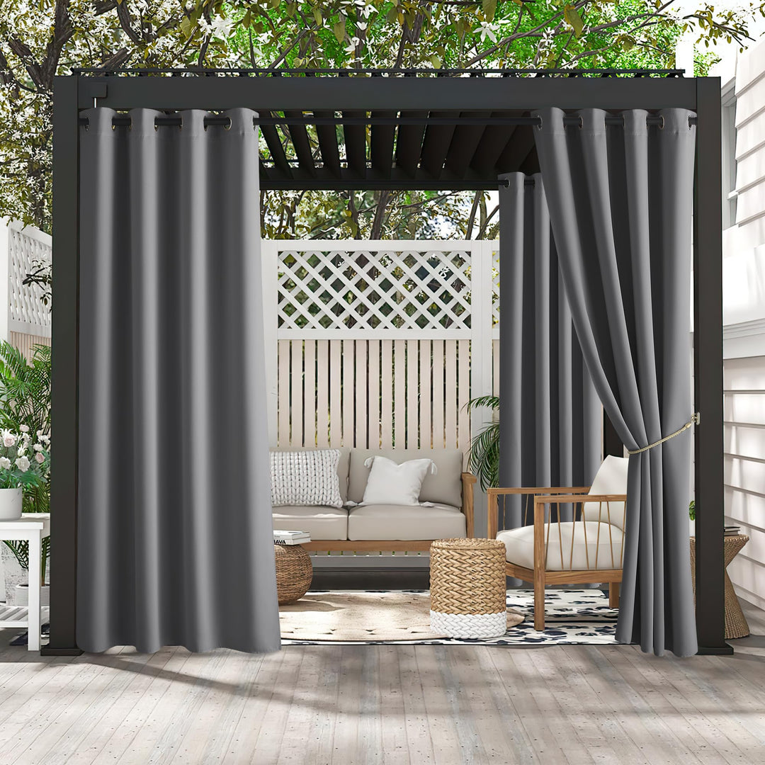PONY DANCE Terrasse Vorhänge Outdoor Gardinen Wetterfest 2er Set H 274 x B 132 cm Outdoorvorhang Was