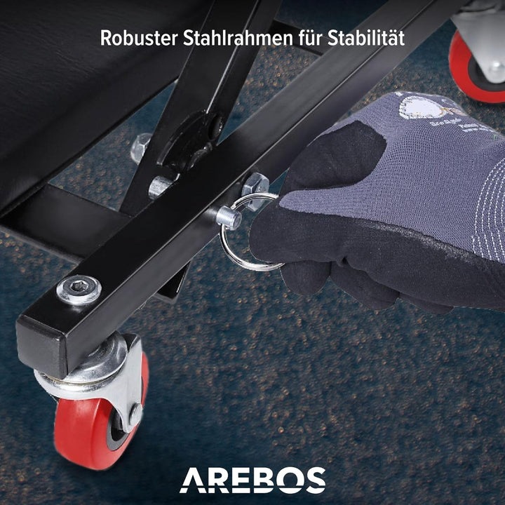 Arebos 2-in-1 Montagerollbrett | 150 kg belastbar | 6 bewegliche Rollen | 360° drehbar | Werkstatt-L