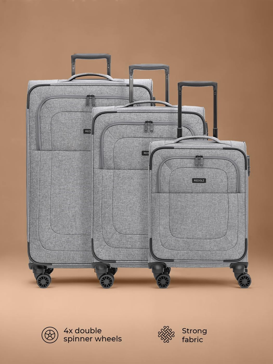 REDOLZ Essentials 12 Koffer-Set 3-teilig für Damen & Herren | leichte & stabile Reise-Trolleys, hoch