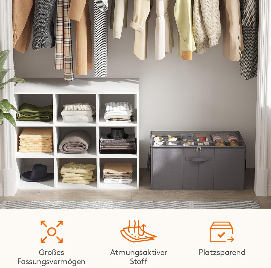 Lifewit Grosser Schuhorganizer für den Kleiderschrank, Faltbarer Schuhkarton mit durchsichtigem Deck