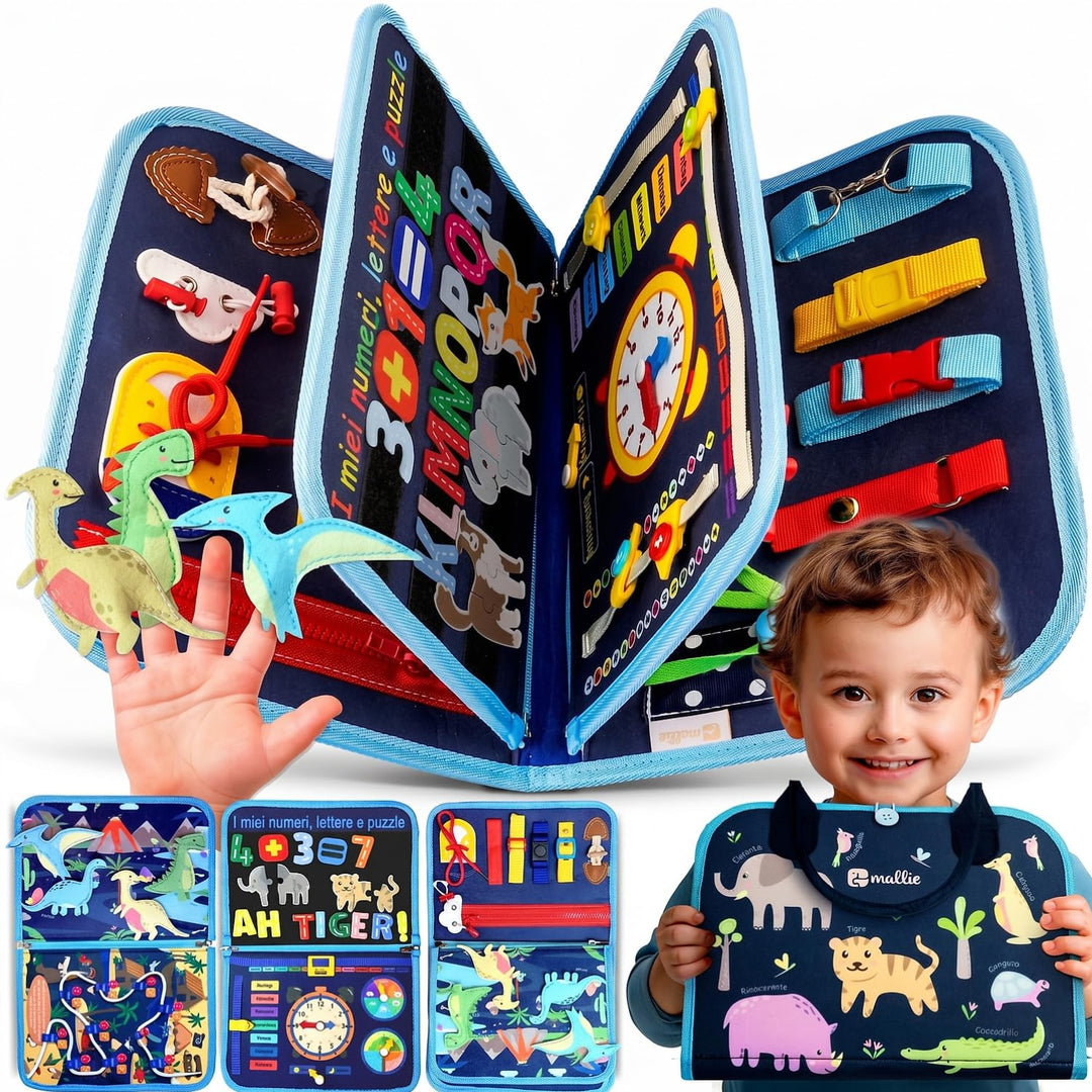 Mallie® Busy Board Montessori Blu, Blu