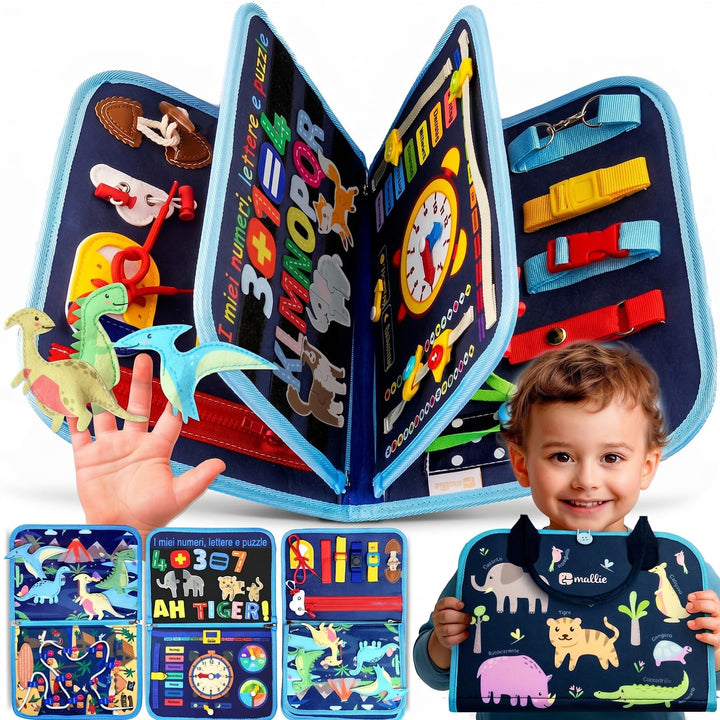 Mallie® Busy Board Montessori Blu, Blu