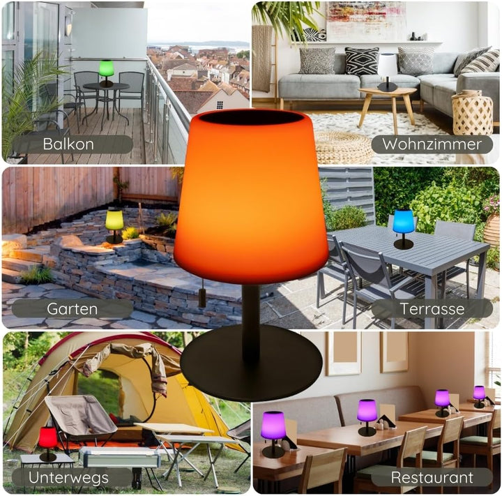 SCHWAIGER Solar Lampe aussen Tischleuchte RGB LED IP44 wetterfest dimmbar 3 Lichtmodi Solarpanel 15h