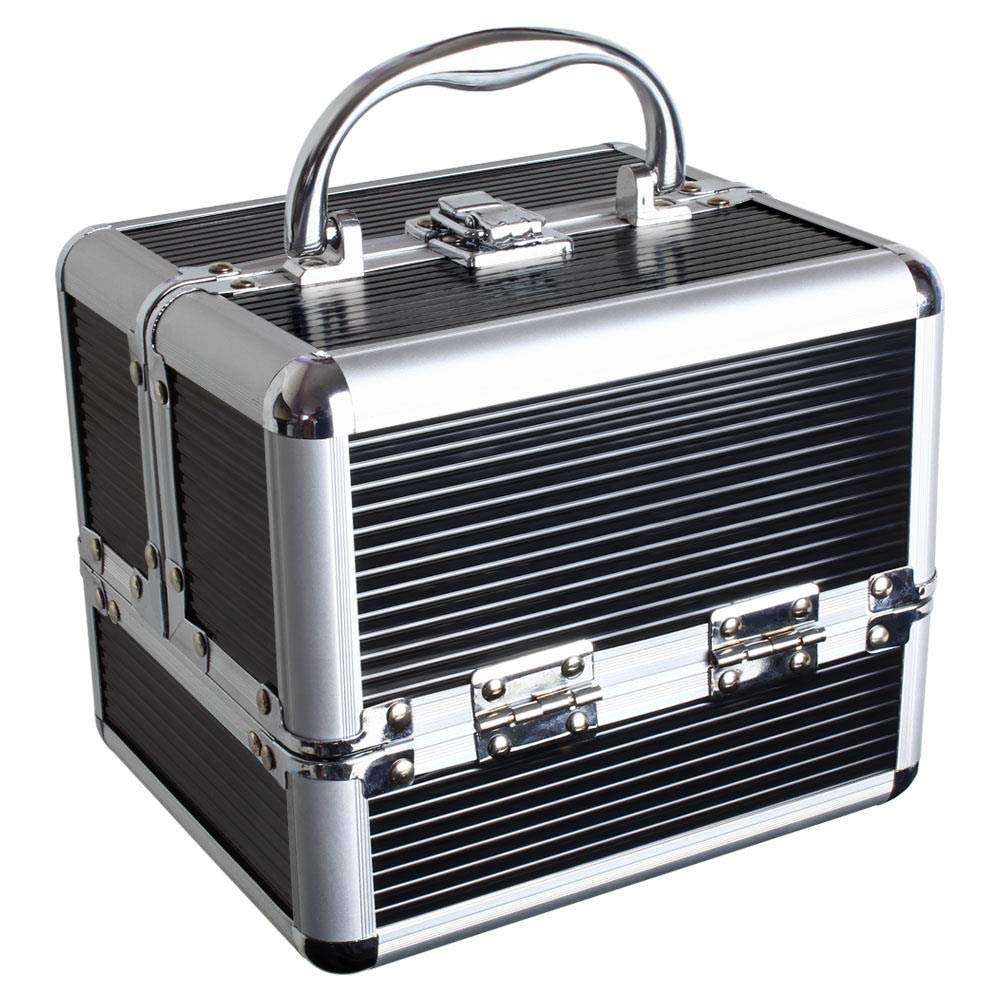 iGadgitz Home Mini Klein Aluminium Kosmetikkoffer, Schminkkoffer, Beautycase, Makeupbox - 4X ausklap