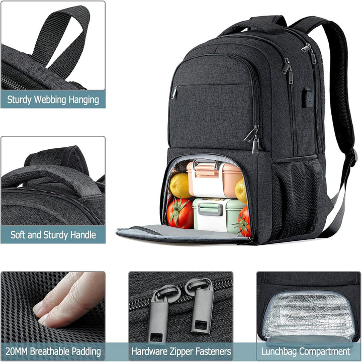 BIKROD Gross Lunch Schulrucksack Arbeit Rucksack 17.3 Zoll Laptop Rucksack mit USB Ladeanschluss Bus