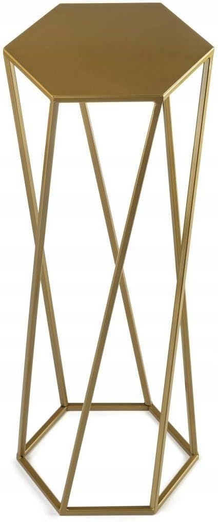 HowHomely Gold Blumenständer Metall 70 cm Hoch - Solider Blumenhocker in Sechseckiger Form - Pflanze