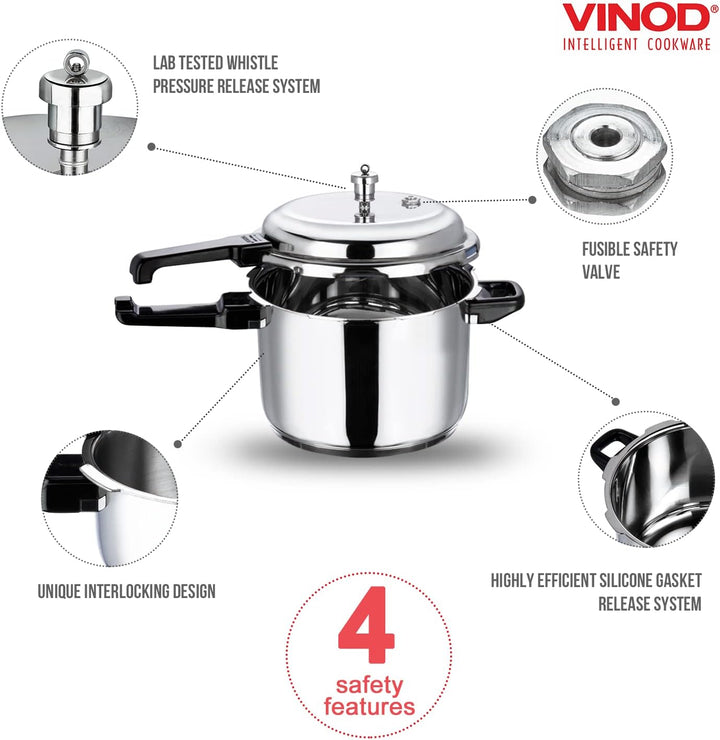 Vinod Pressure Cooker 7 ltr Edelstahl Schnellkochtopf mit Glasdeckel, induktionsgeeignet hochwertige