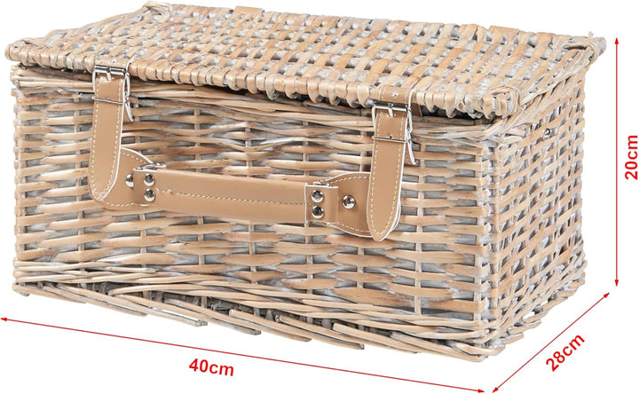 casa.pro Picknickkorb Lumparland Komplettset für 2 Personen mit Kühlfach Weidenkorb Picknickset aus