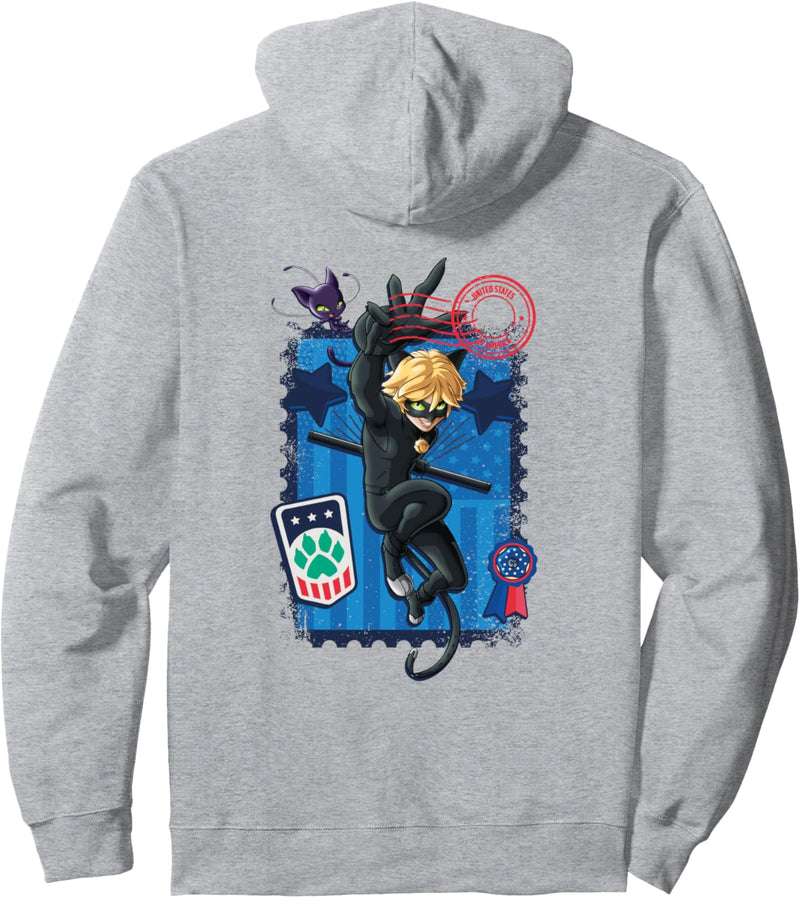 Miraculous 4th of July Cat Noir Blue Pullover Hoodie