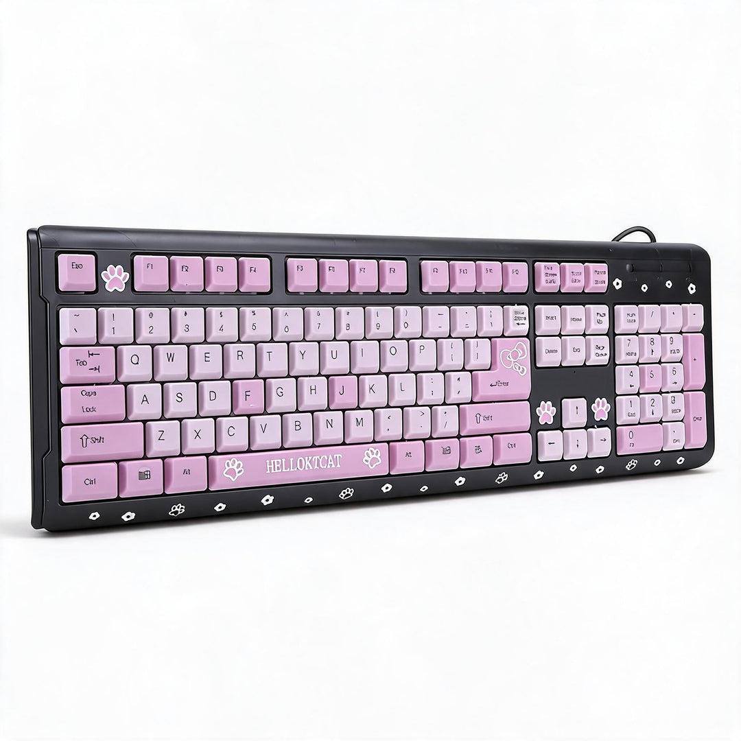 Niedliche USB Tastatur mit Kabel, Niedliche Cartoon USB Tastatur mit Kabel für Mädchen, Tragbare, Ko