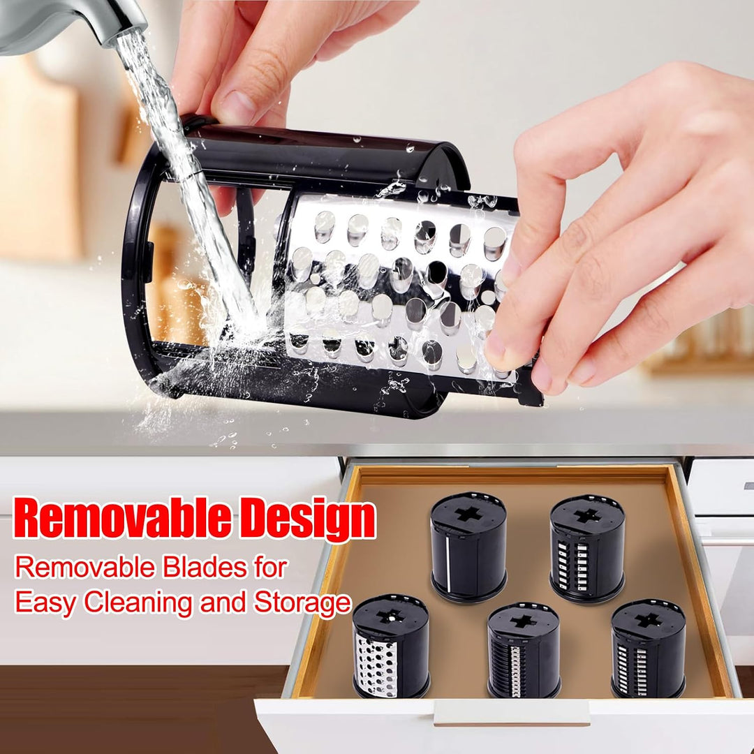Schneide Reibeaufsatz für Kitchen Aid Standmixer mit 5 Klingen, Käsereibeaufsatz, kompatibel mit Kit