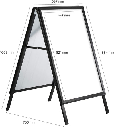 DISPLAY SALES Kundenstopper DIN A1 | Gehweg Aufsteller mit 32mm Profil in schwarz | Preisschilder Au