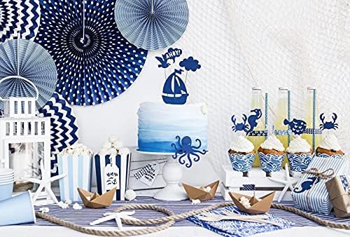 PartyDeco Popcorn-Boxen für Süssigkeiten, weiss/blau und hellblau