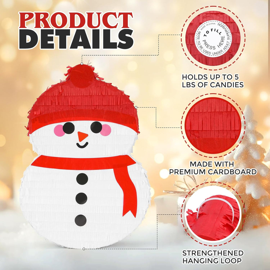 Schneemann-Pinatas-Set mit Augenbinde und Fledermaus (39,1 x 33 x 10,2 cm), perfekt für Kindergeburt