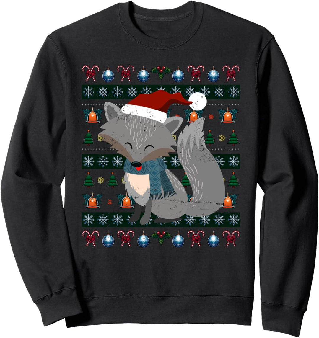 Tier Weihnachten Geschenk Raubtier Ugly Christmas Wolf Sweatshirt