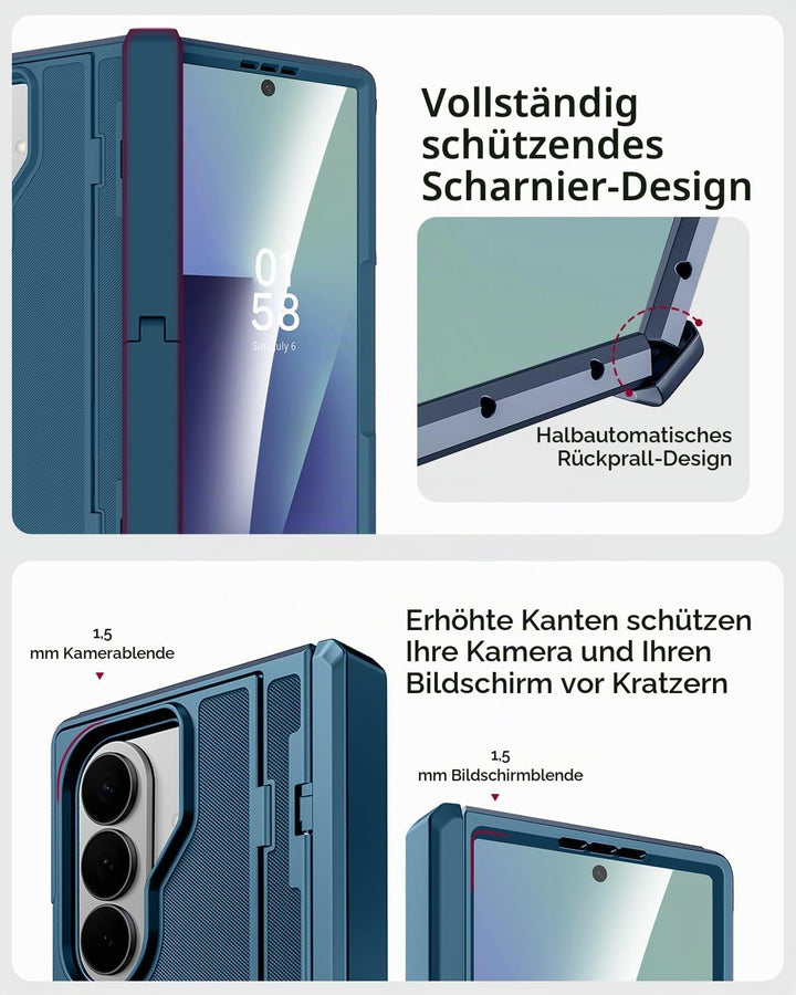 Miimall Kompatibel mit Samsung Galaxy Z Fold 7 Hülle mit Ständer, [Zwei Flexibel Stand] [Eingebauter