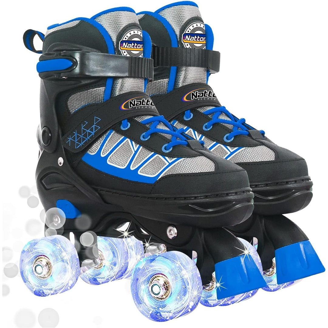 Nattork Kinder Rollschuhe für Mädchen, Jungen und Anfänger, 4 Grössen Verstellbare Rollschuhe mit Le