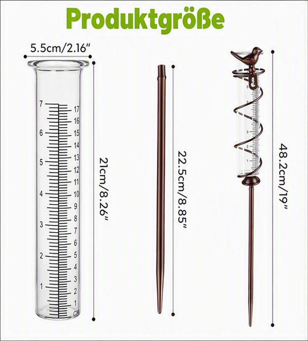 Regenmesser, Regenmesser Frostsicher, Niederschlagsmesser mit Erdspiess Metall, Outdoor Regenmesser